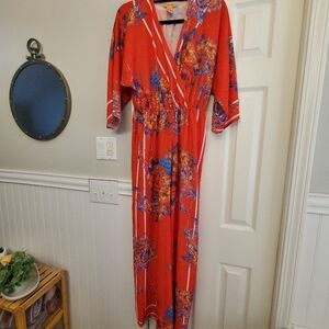 Red Floral Flying Tomato Jumpsuit Size M